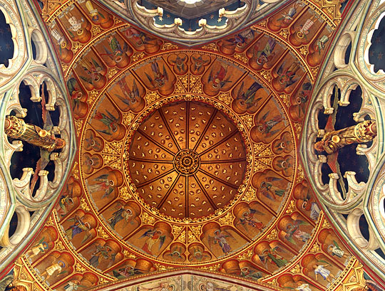 The painted and gilded dome over the sanctuary, St Marys, Studley Royal