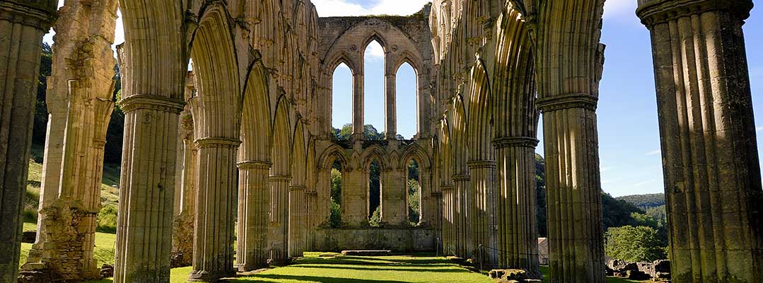 The early 13th-century east end of Rievaulx Abbey church, North Yorkshire