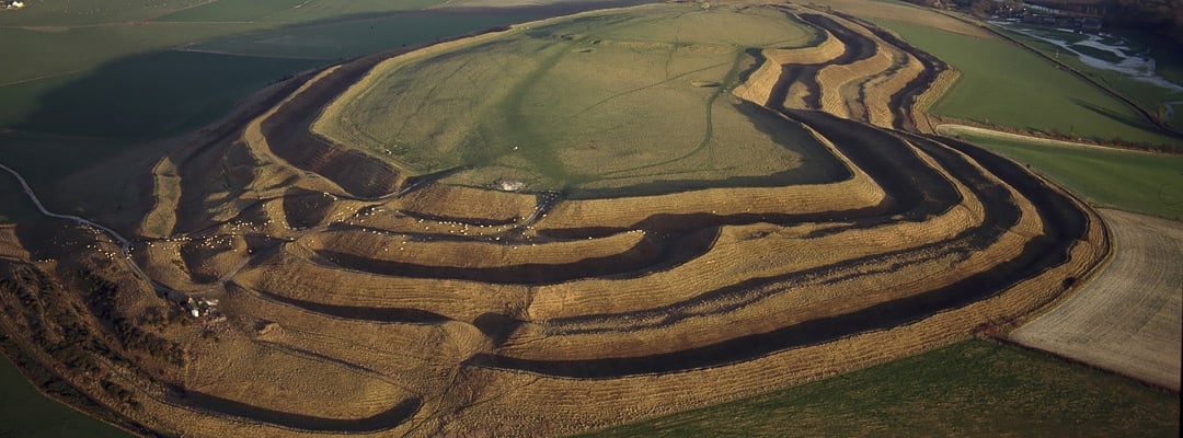 Maiden Castle, one of Europe’s largest hillforts