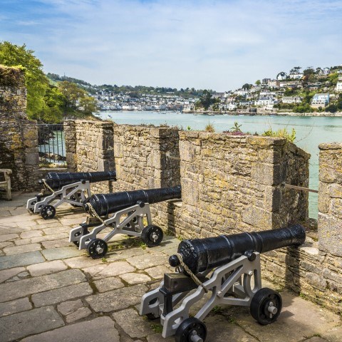 Photo of cannon pointing out to the River Dart at Dartmouth Castle