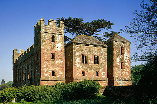 Acton Burnell Castle from the west. The south-west tower was converted into a dovecote in the 18th century
