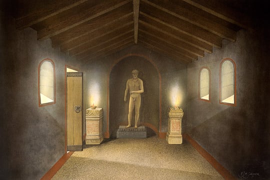 Reconstruction drawing of Benwell Roman Temple