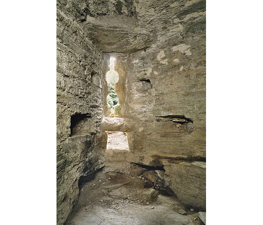 The splayed triple gunport in the basement of St Margaret's Tower