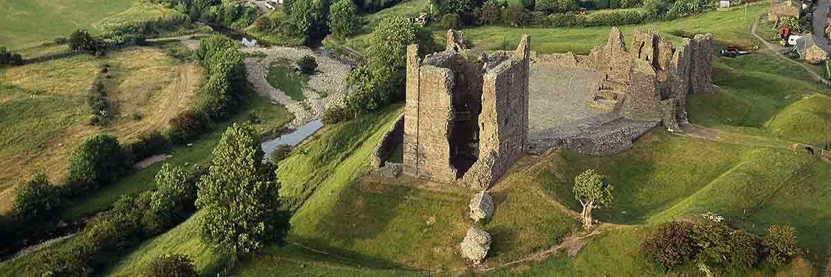 Aerial view of Brough Castle, looking north-east