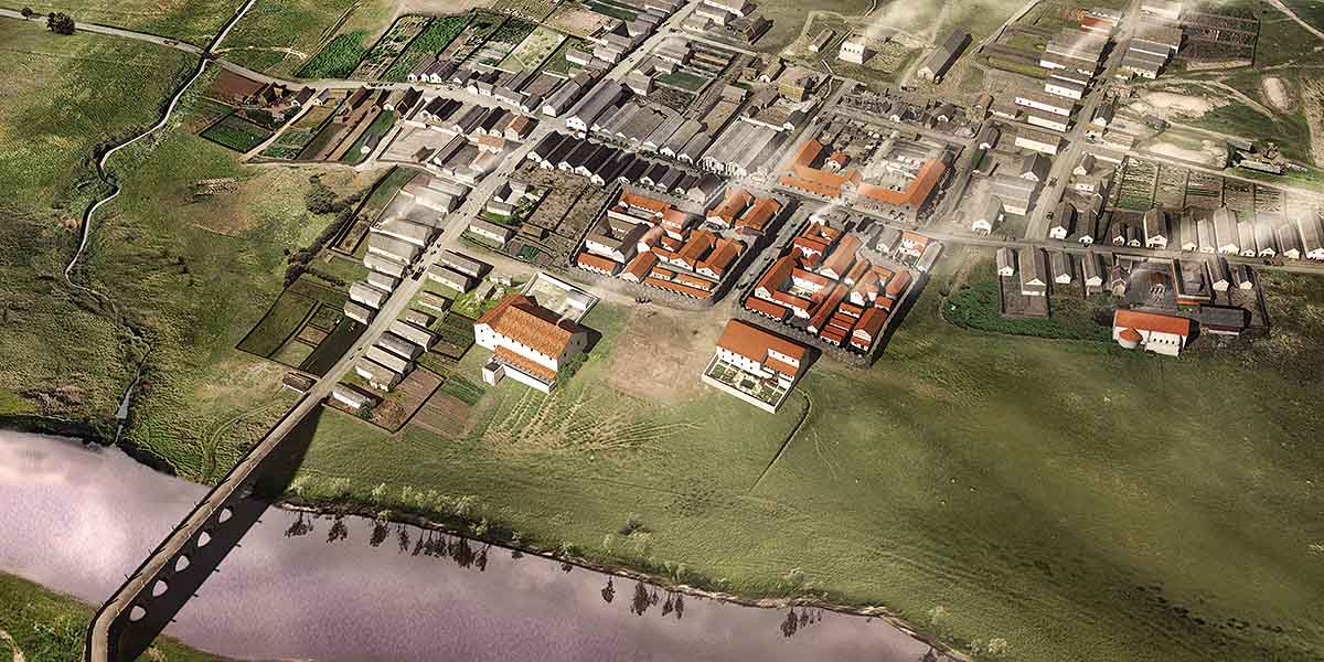 Reconstruction of Corbridge town at its most extensive