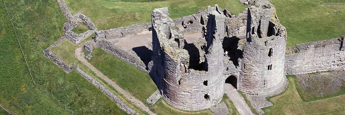 The gatehouse at Dunstanburgh Castle; the main hall was on the first floor, with the guardroom below