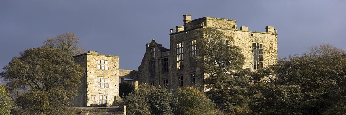 Image of Hardwick Old Hall set against a blue sky