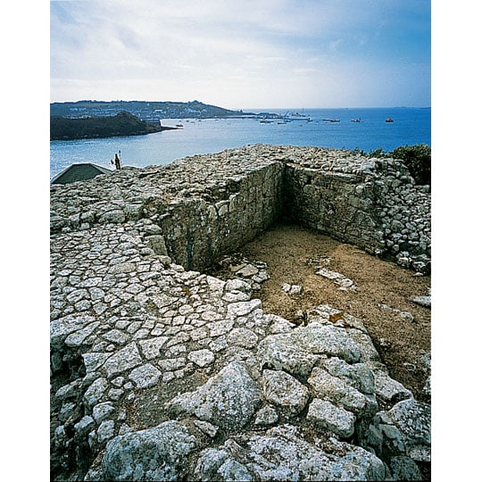 The unfinished walls of the fort looking out across the bay