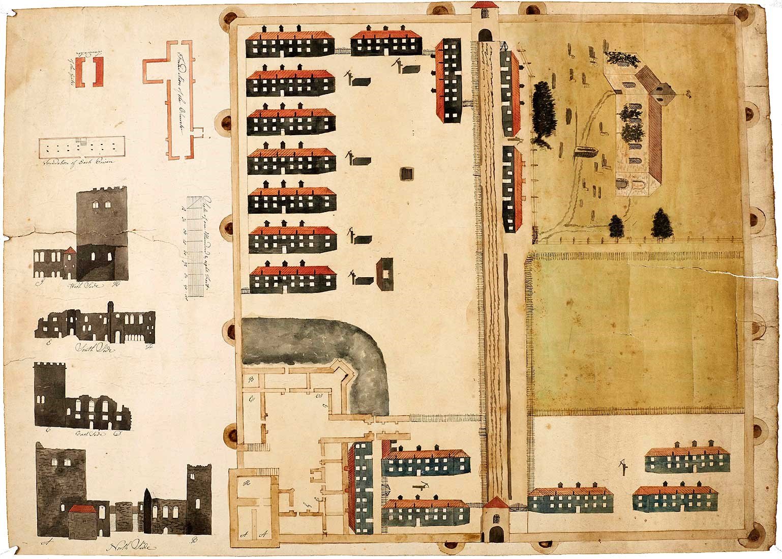 An anonymous plan of Portchester Castle, made about 1800