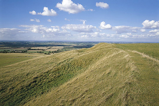 The western ramparts of Uffington Castle on Whitehorse Hill