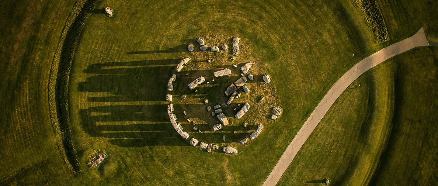 An aerial view of Stonehenge