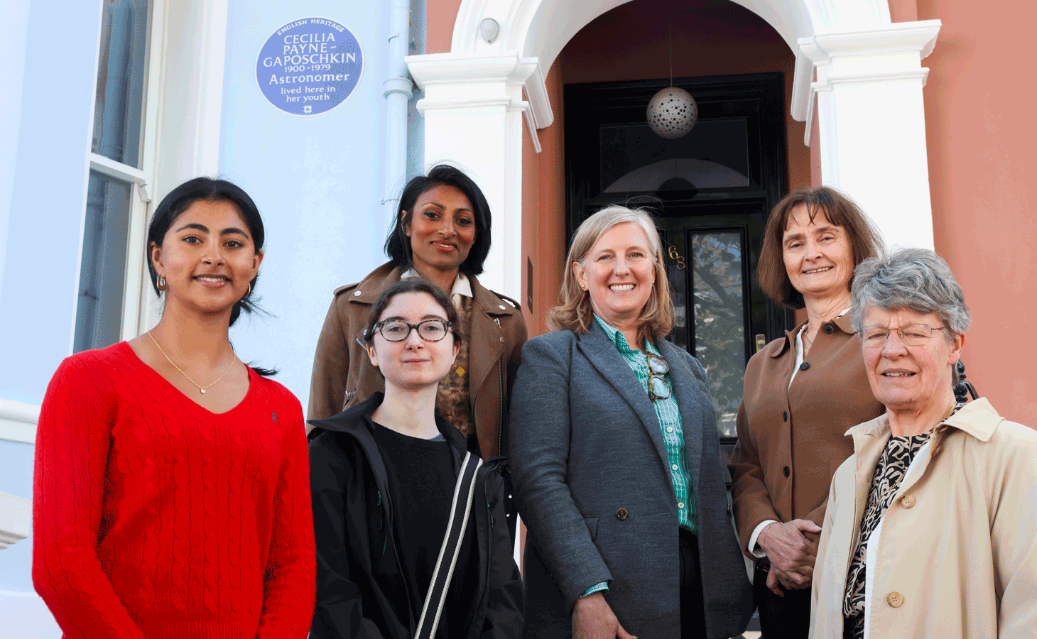 Image: a blue plaque to Celia Payne-Gaposchkin was unveiled on her former home