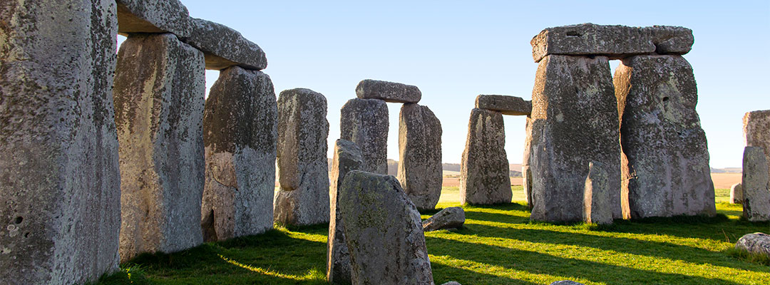 Close up view of impressive standing stones forming a circle