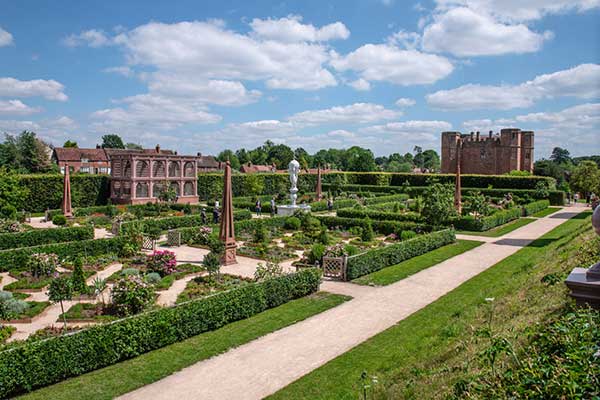 The recreated Elizabethan garden at Kenilworth Castle, Warwickshire 
