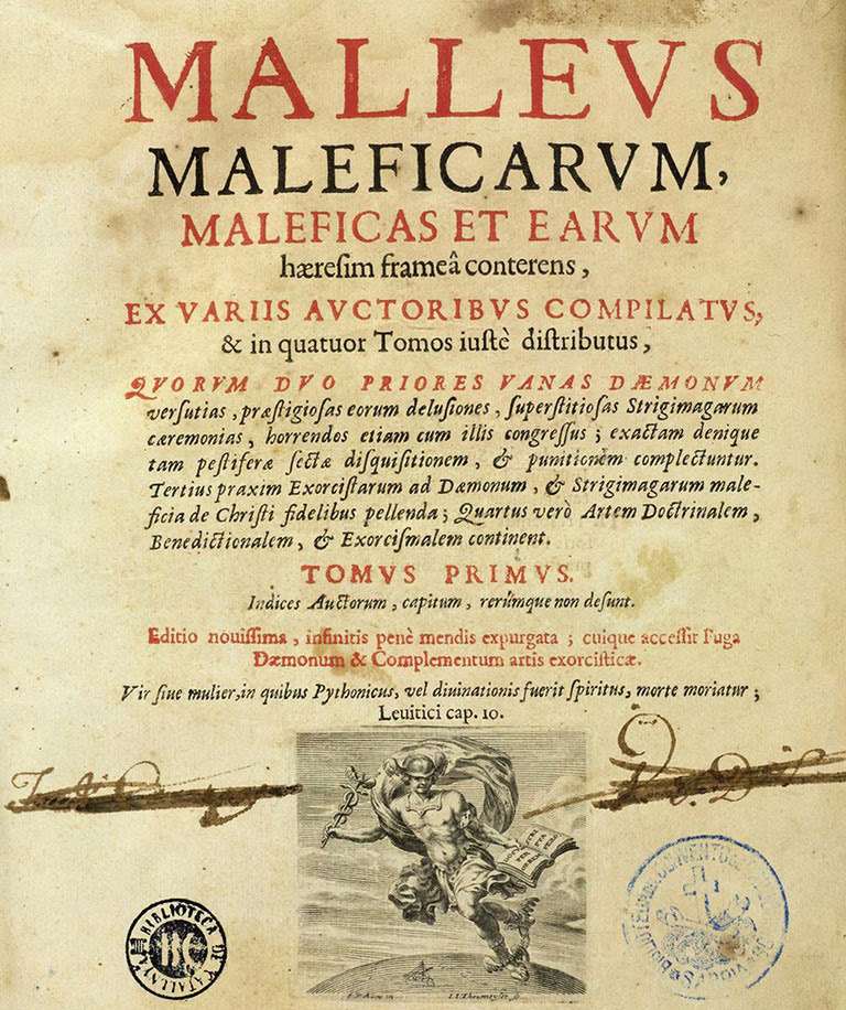 Title page of a 1699 edition of the ‘Malleus Maleficarum’, or ‘The Hammer of Witches’