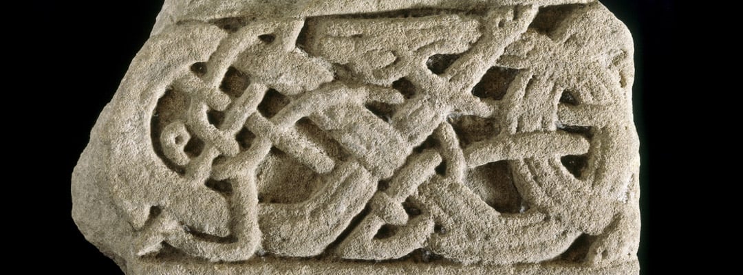 Interlaced cross-shaft stone carving Interlaced cross-shaft stone carving