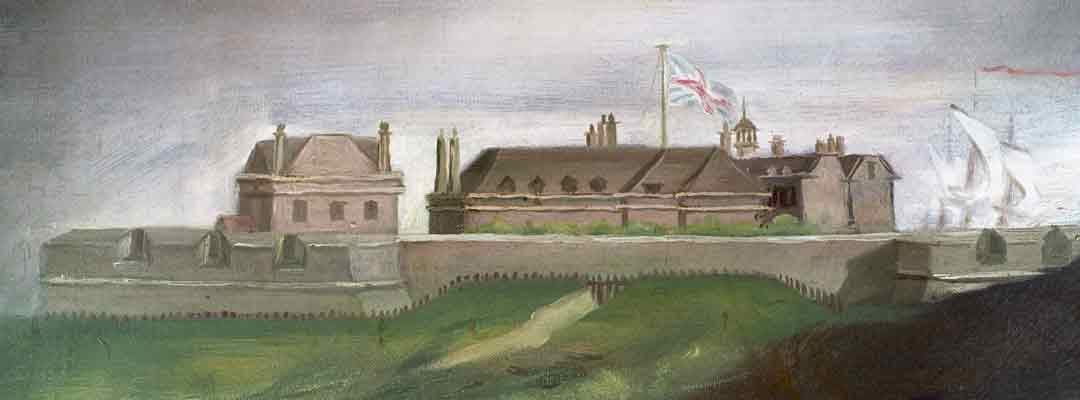 Landguard Fort, Suffolk, detail from a painting of about 1780 Landguard Fort, Suffolk, detail from a painting of about 1780