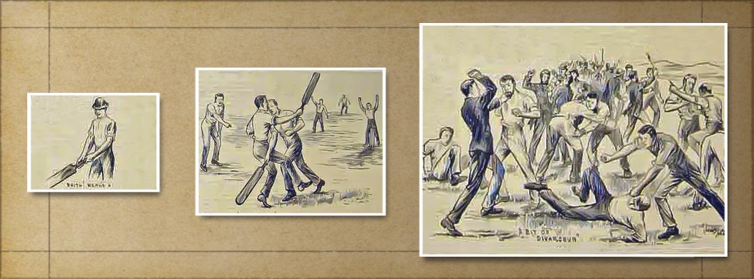 Scenes of cricketers fighting Scenes of cricketers fighting