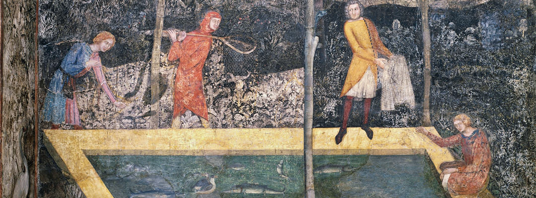14th-century painting of a fishpond at the Palais des Papes, Avignon, France 14th-century painting of a fishpond at the Palais des Papes, Avignon, France
