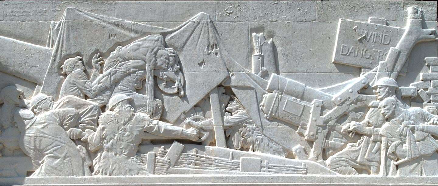 Frieze from the Royal Artillery Memorial depicting a heavy guns in action
