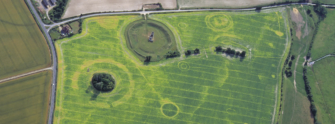 Aerial view of the earthworks at Knowlton