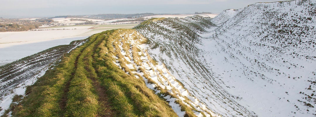 Part of the ramparts at Maiden Castle, Dorset