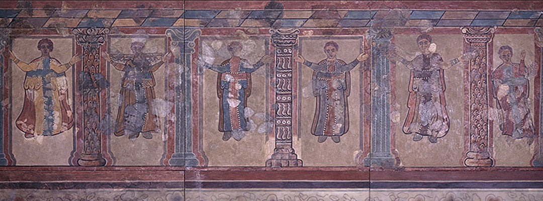 Wall-painting from Lullingstone Roman Villa, Kent, showing Christians at prayer