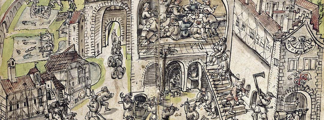 A monastery being plundered, from a 16th-century chronicle A monastery being plundered, from a 16th-century chronicle