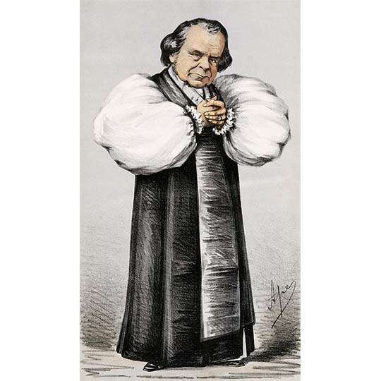 A cartoon of Samuel Wilberforce, Bishop of Oxford and Winchester, a fierce opponent of Charles Darwin’s theory of evolution by natural selection
