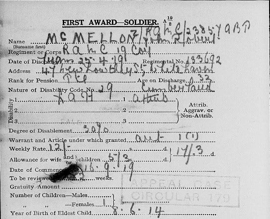 John Robert McMellon's disability discharge document