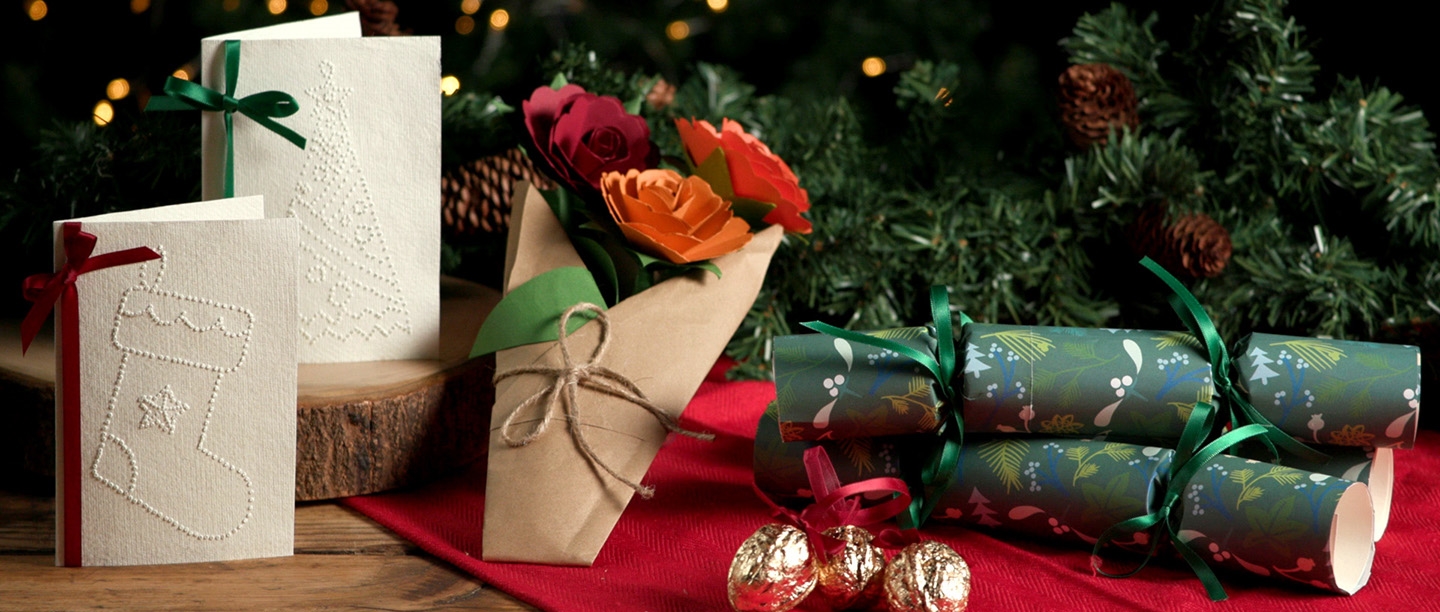 Image: Pin-prick cards, paper flowers, Christmas crackers and gilded walnuts