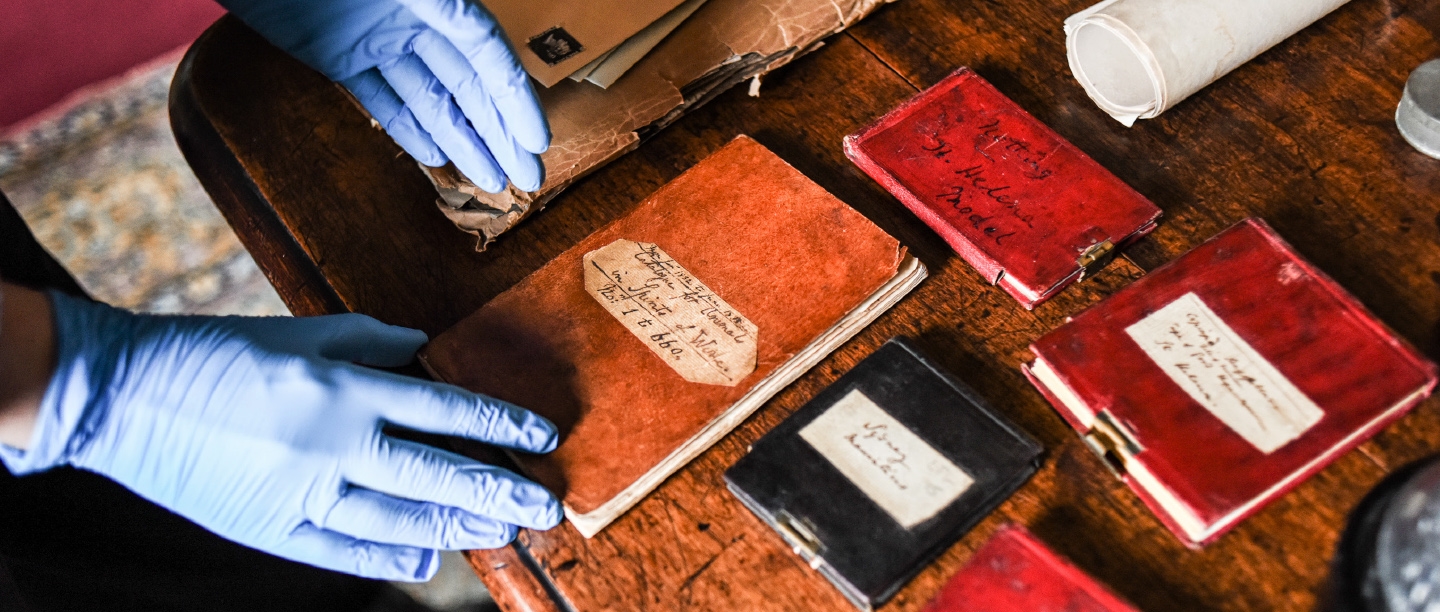 Charles Darwin's notebooks on the desk at Down House