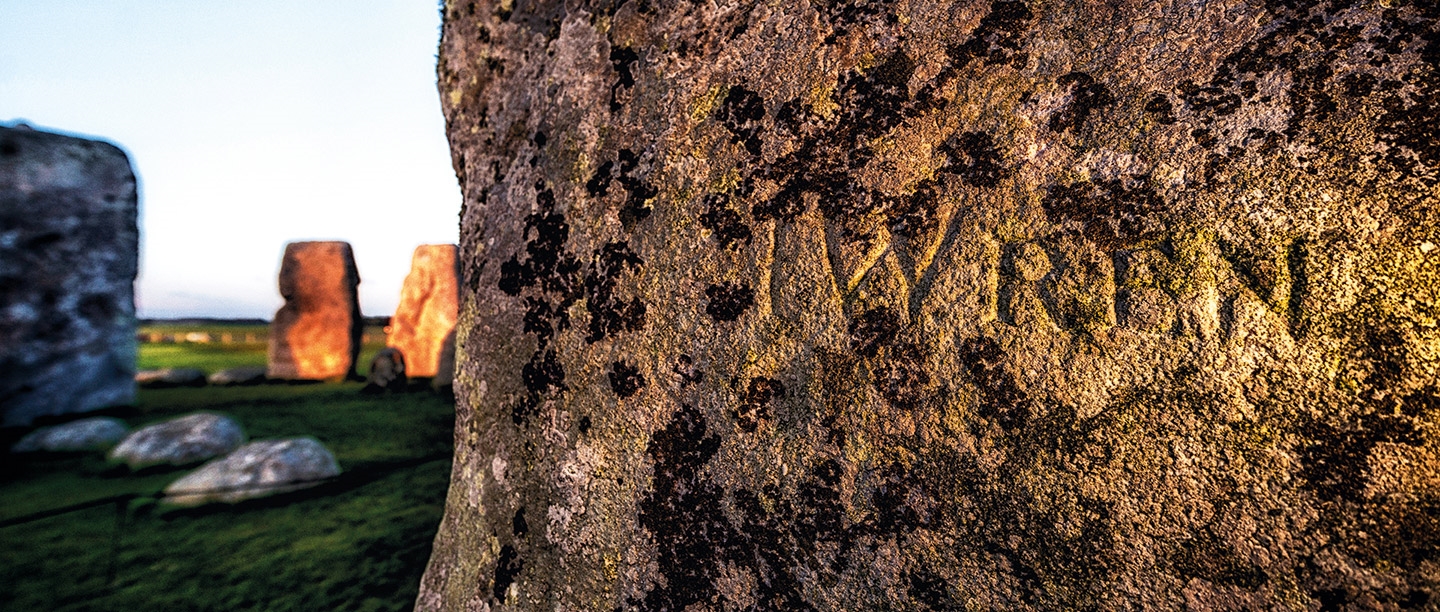 Image: stone inscribed with 'Wren', Stonehenge