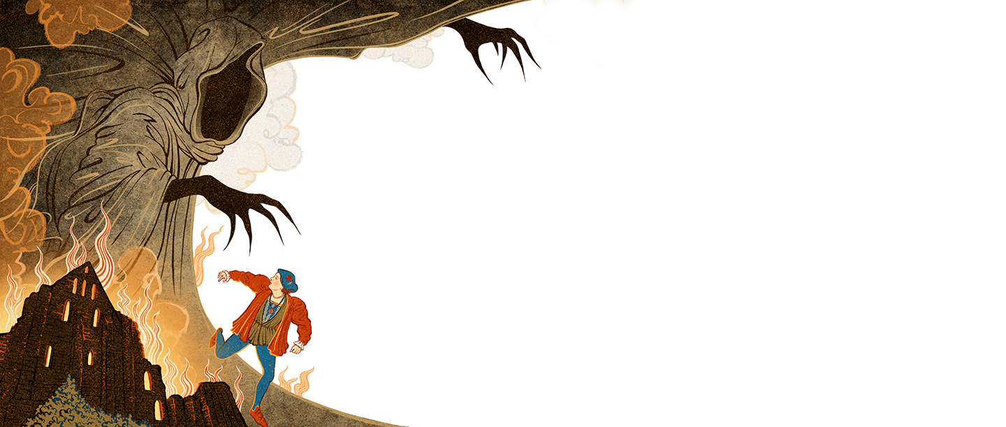 Image: Illustration of spooky character reaching out towards person