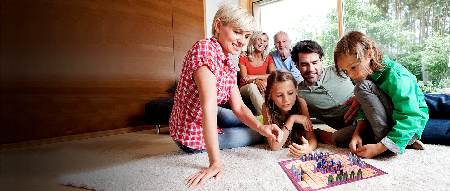 A family playing hnefatafl at home