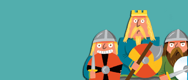 Image: 2 Viking warriors and a king