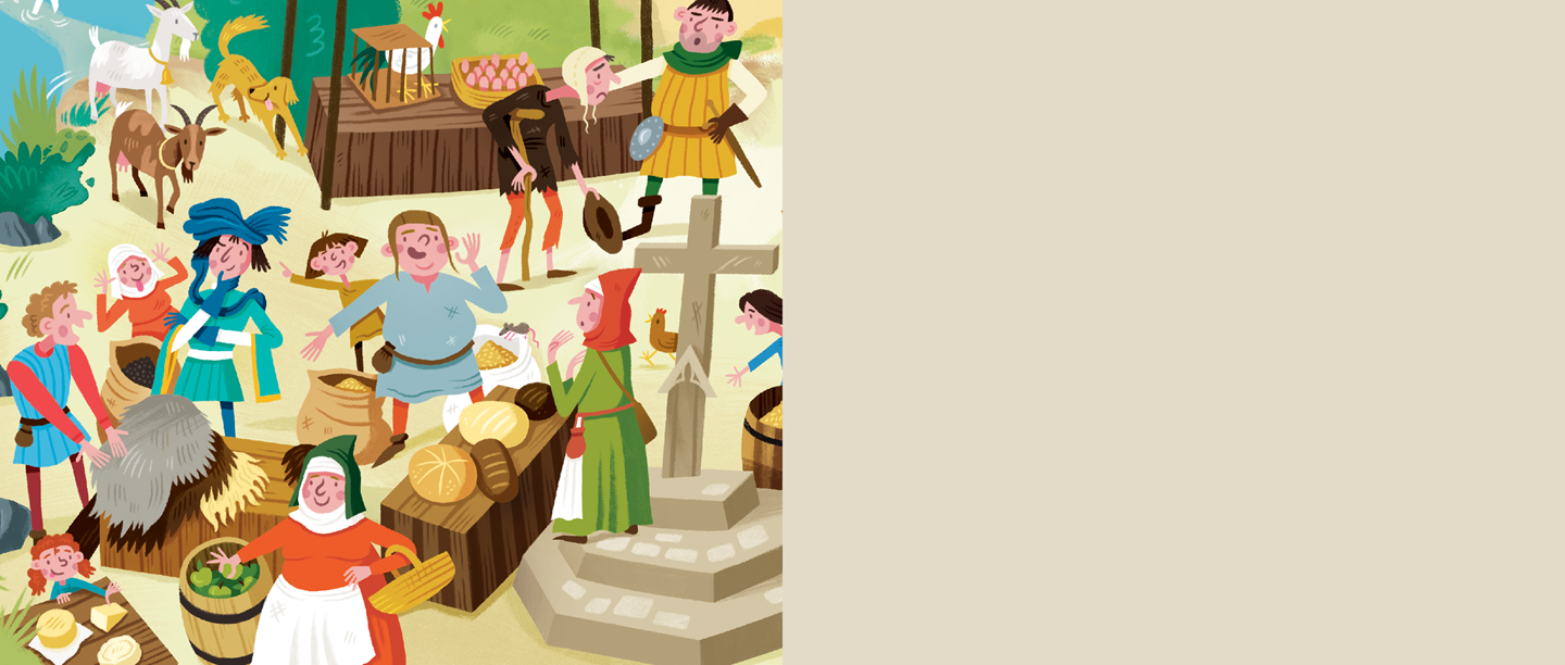 Image: illustration of a medieval marketplace