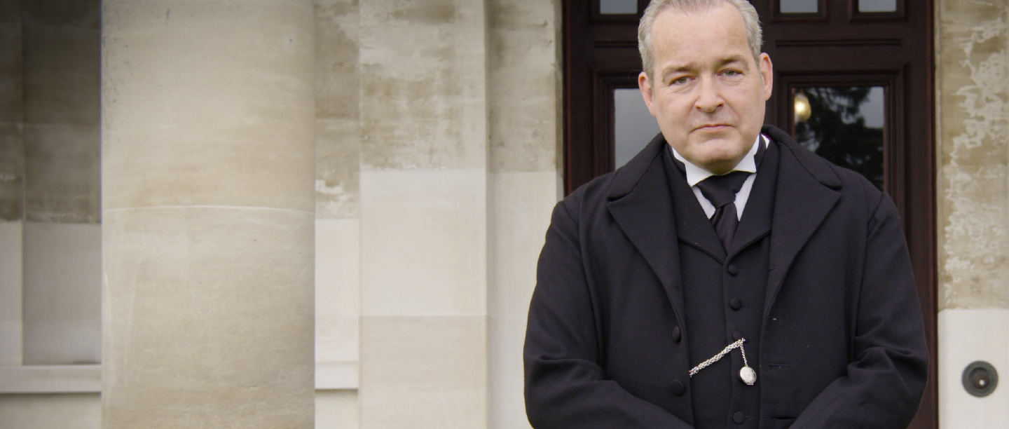 Image: Re-enactor playing the butler at Brodsworth Hall