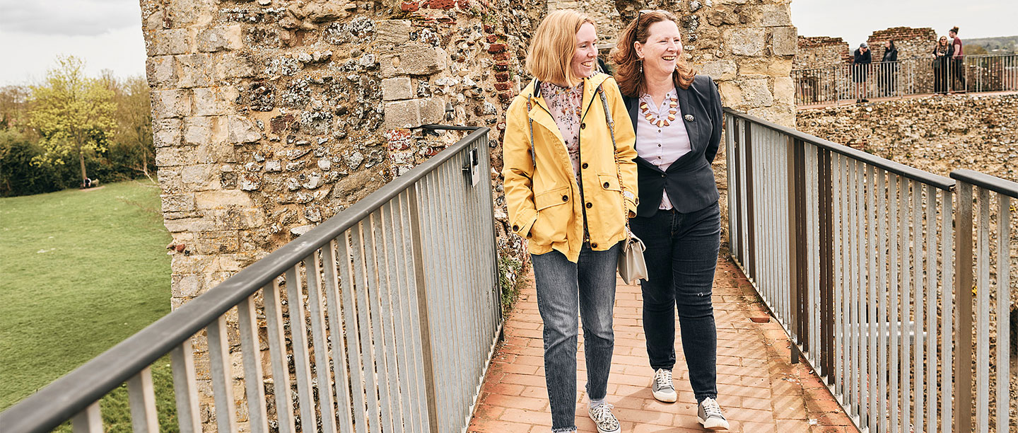 Image: two women at Framlingham castle