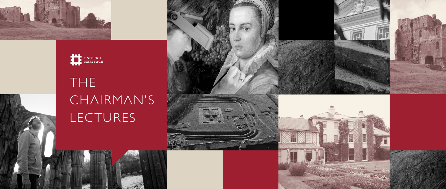 Image: collage of images and coloured blocks with copy 'The Chairman's Lectures'