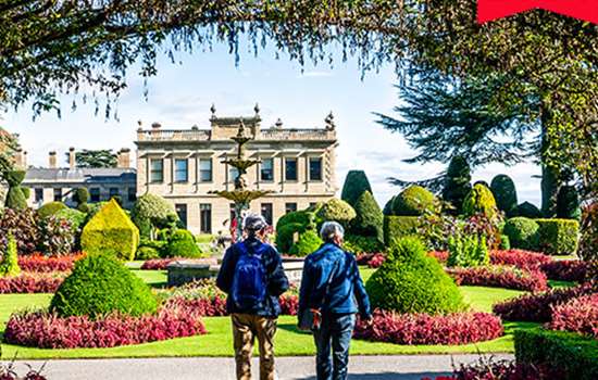 Image:  visitors in garden at Brodsworth Hall
