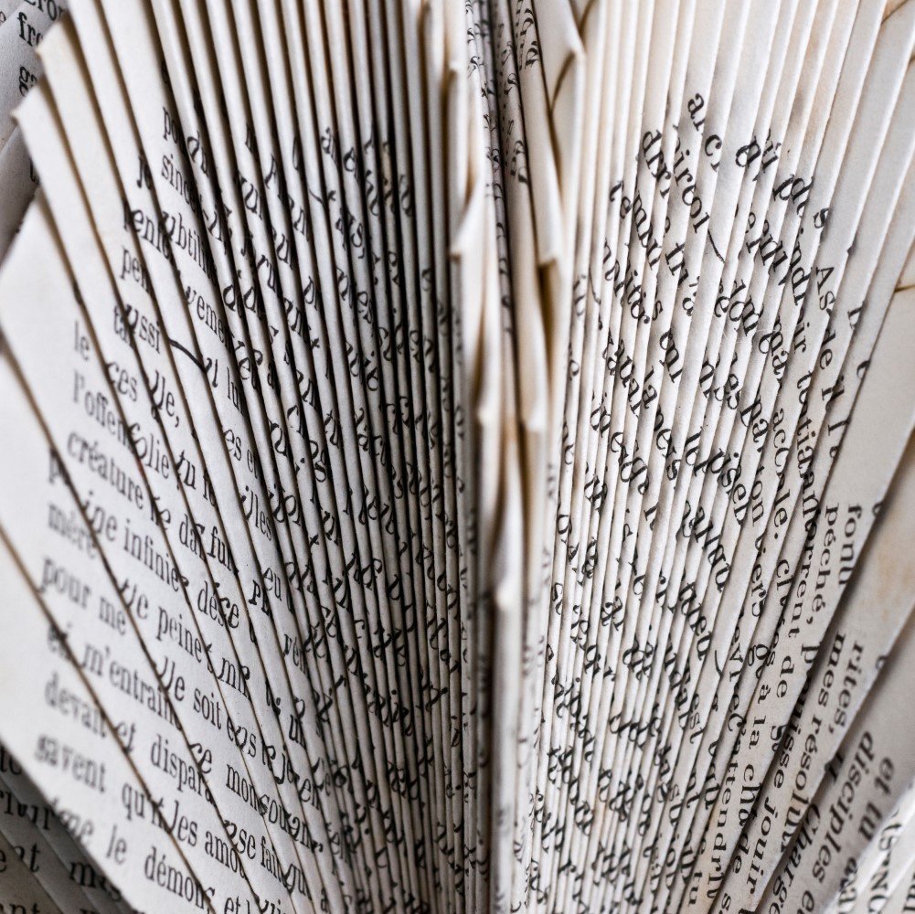 Photo of book pages that have been artistically folded