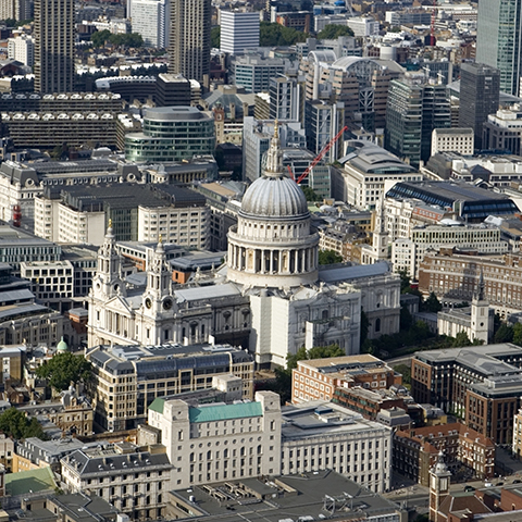 Photo of central London with St Paul's Cathedral in the centre