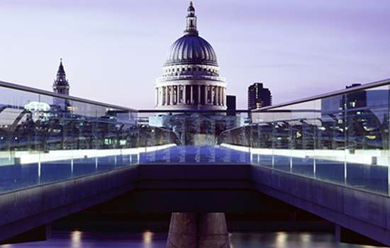 Photo of Millennium Bridge in London with St Paul's Cathedral in the background
