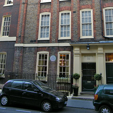 Image: Blue plaque to William Hazlitt on Hazlitt's  Hotel in Soho