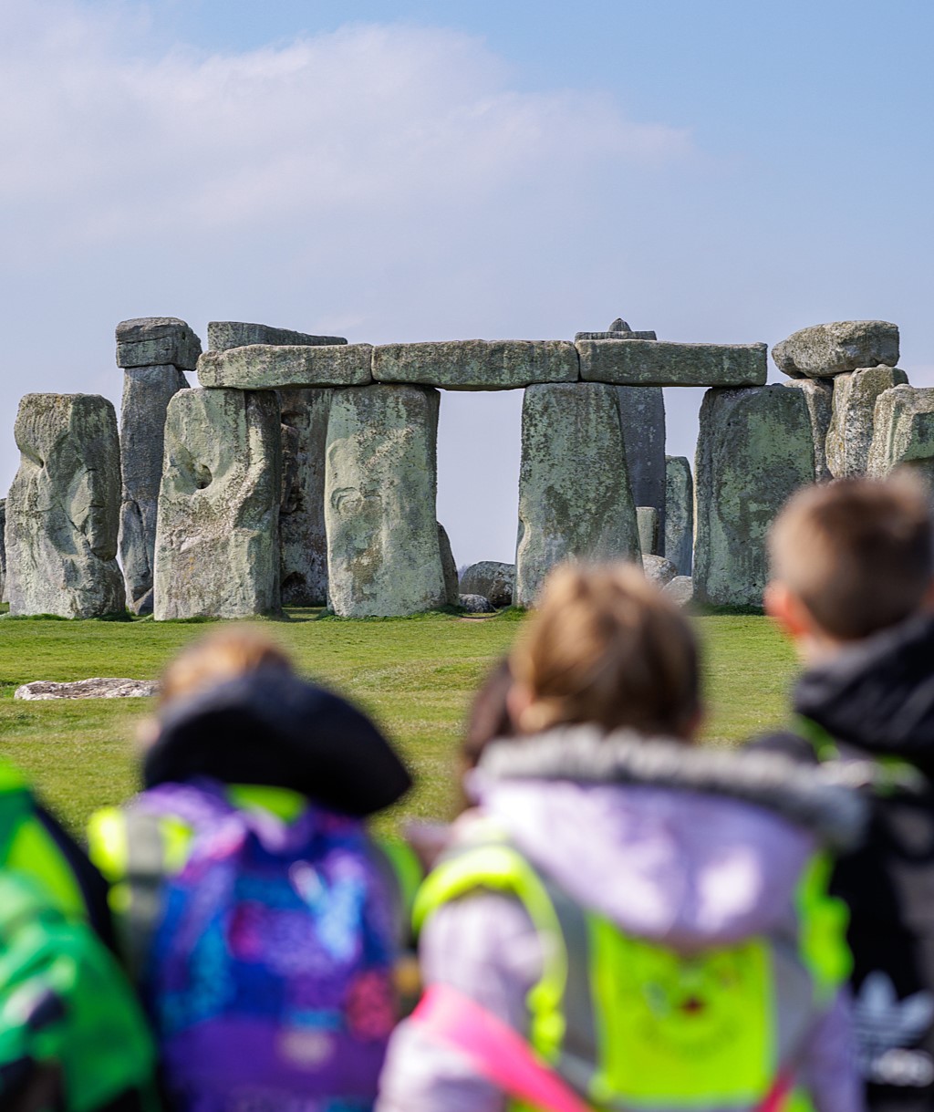 Back of school group facing toward Stonehenge Back of school group facing toward Stonehenge