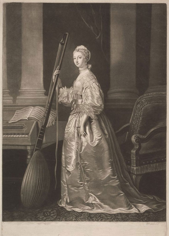 Mezzotint of a full-length portrait of Mary, Viscountess Coke Mezzotint of a full-length portrait of Mary, Viscountess Coke