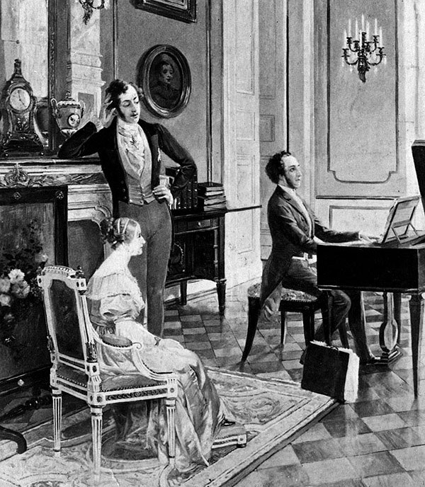 Mendelssohn playing for Queen Victoria and Prince Albert in about 1842