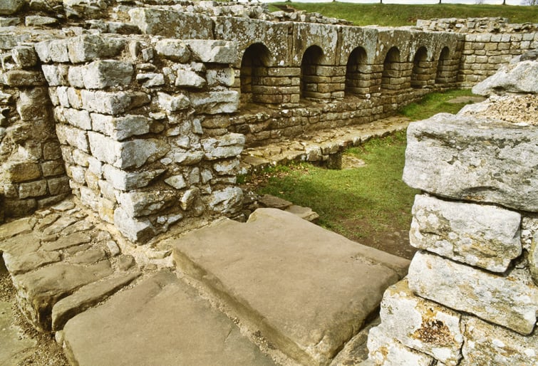 Image: Photo of remains of the undressing room at Chesters Roman Fort on Hadrian's Wall