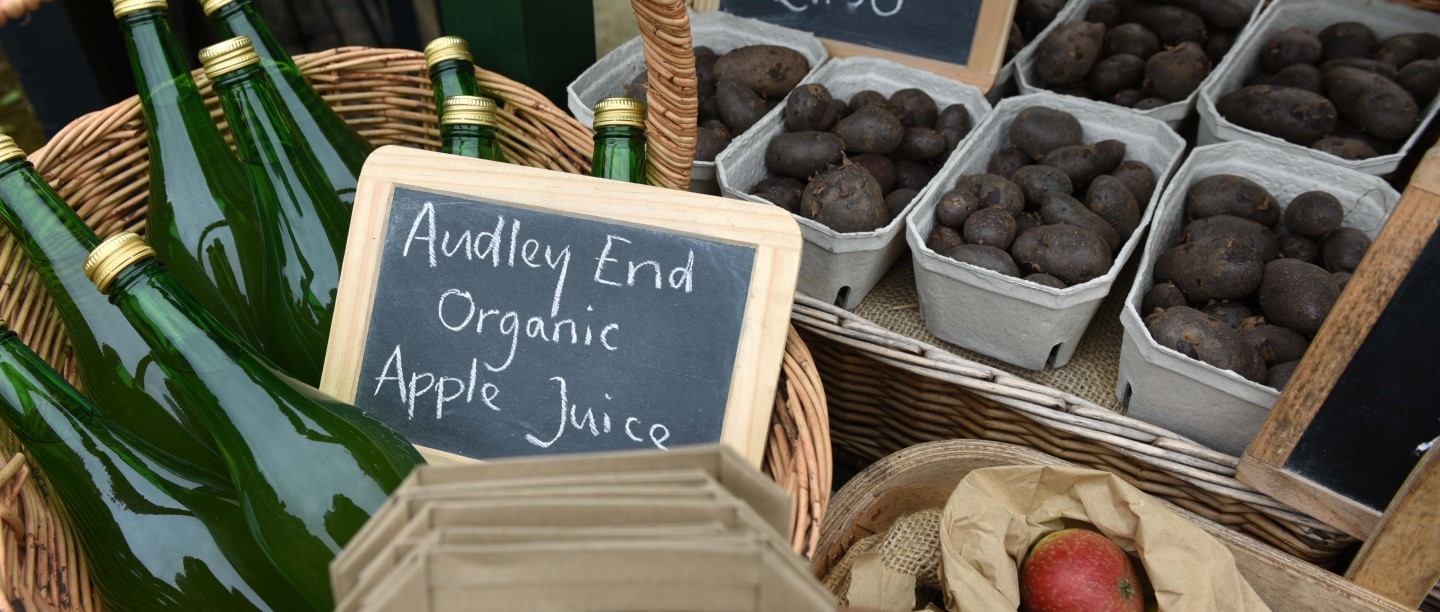 Image: Photo of apple juice and potatoes from the Audley End organic kitchen garden